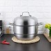 11.8 Inches (30cm) Heavy-Duty Stainless-Steel Steamer Pot, 3 Tier Food Stacked Stream Set